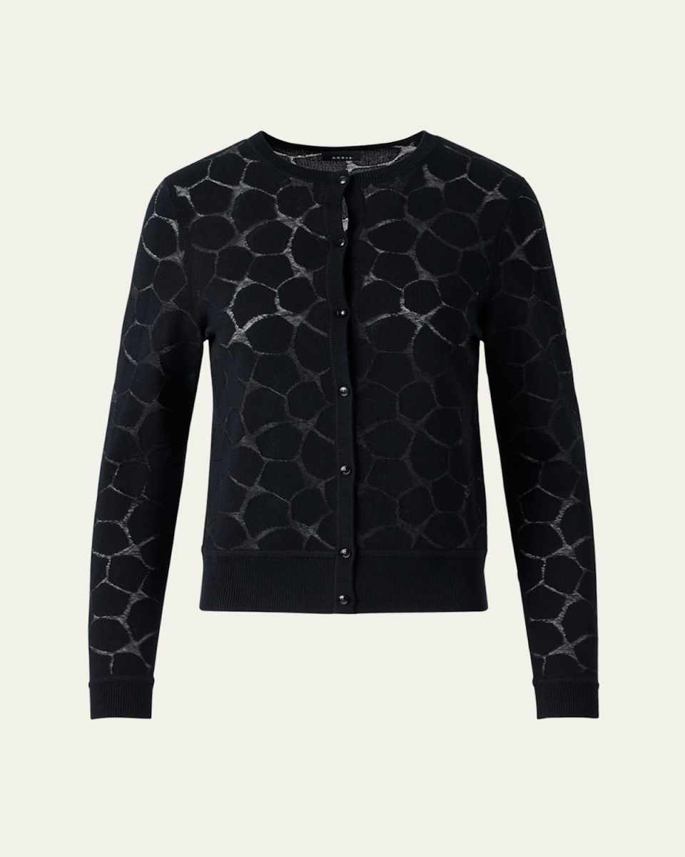 Broken Stone Jacquard Wool-Silk Cardigan